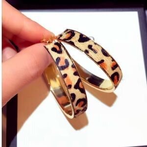C&C California Leopard Calf Hair Hoop Earrings